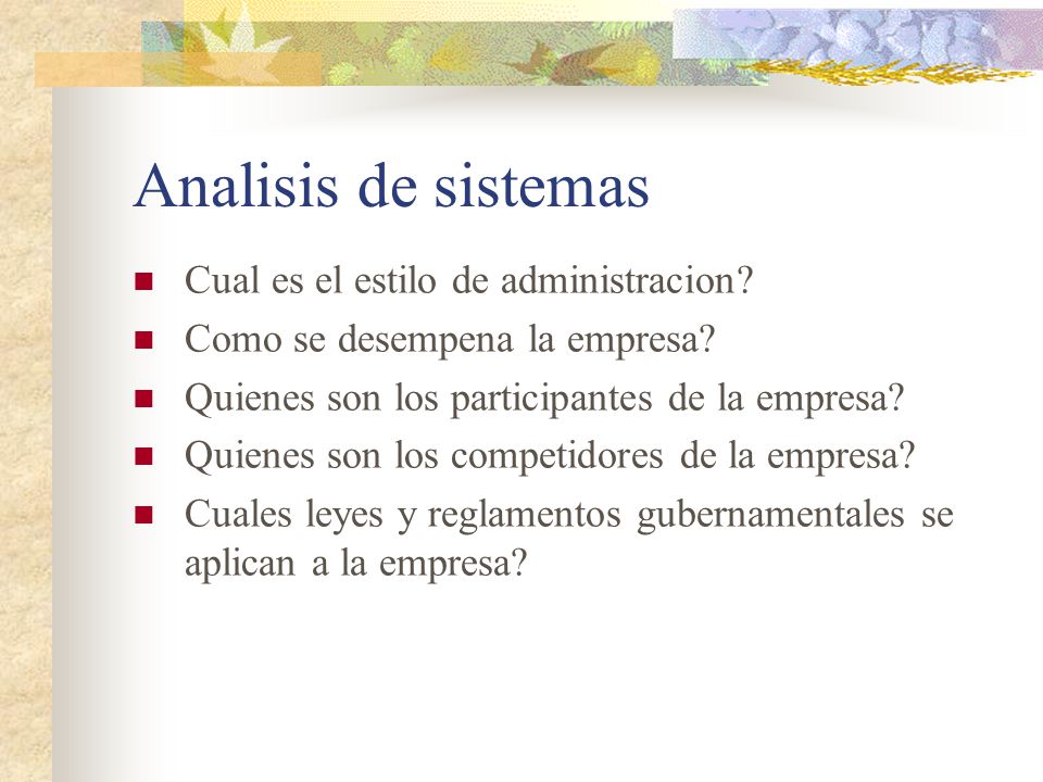 Analisis de sistemas Cual es el estilo de administracion