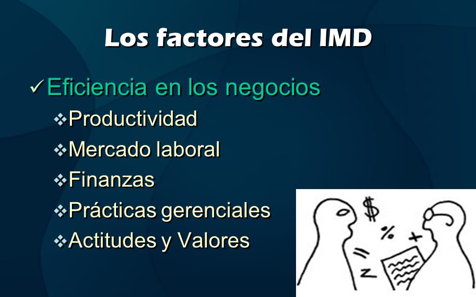 Los factores del IMD Eficiencia en los negocios Productividad