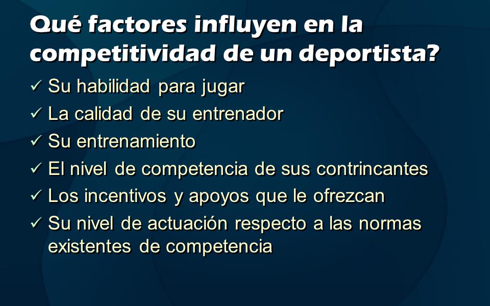 Qué factores influyen en la competitividad de un deportista