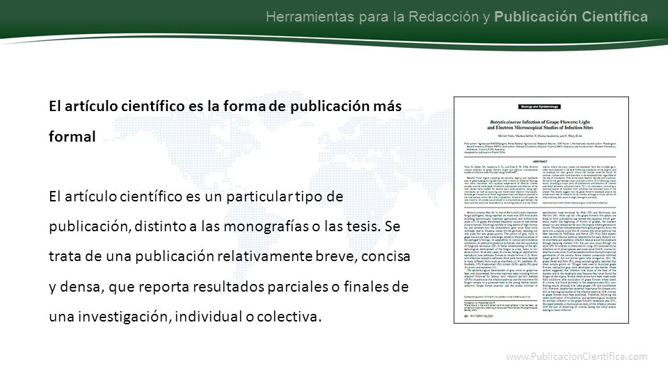El artículo científico es la forma de publicación más formal