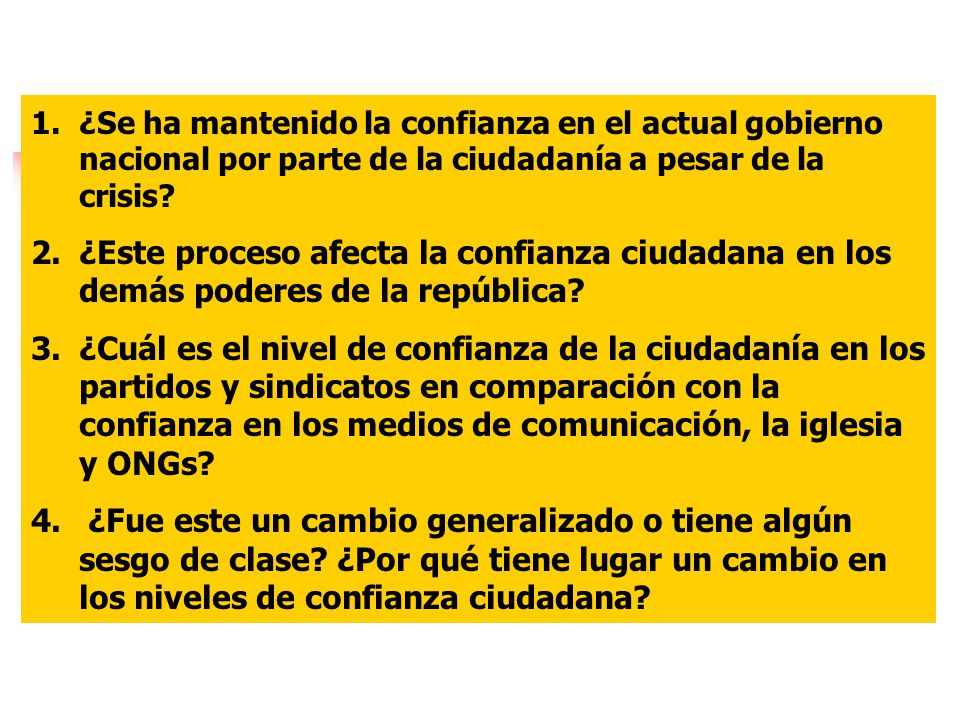 ¿Se ha mantenido la confianza en el actual gobierno nacional por parte de la ciudadanía a pesar de la crisis