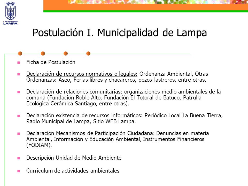 Postulación I. Municipalidad de Lampa