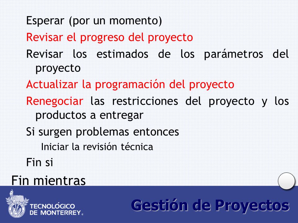 Gestión de Proyectos Fin mientras Esperar (por un momento)