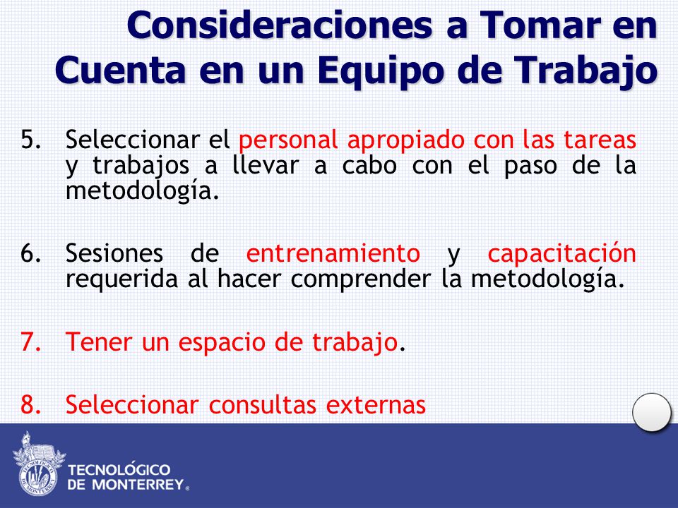 Consideraciones a Tomar en Cuenta en un Equipo de Trabajo