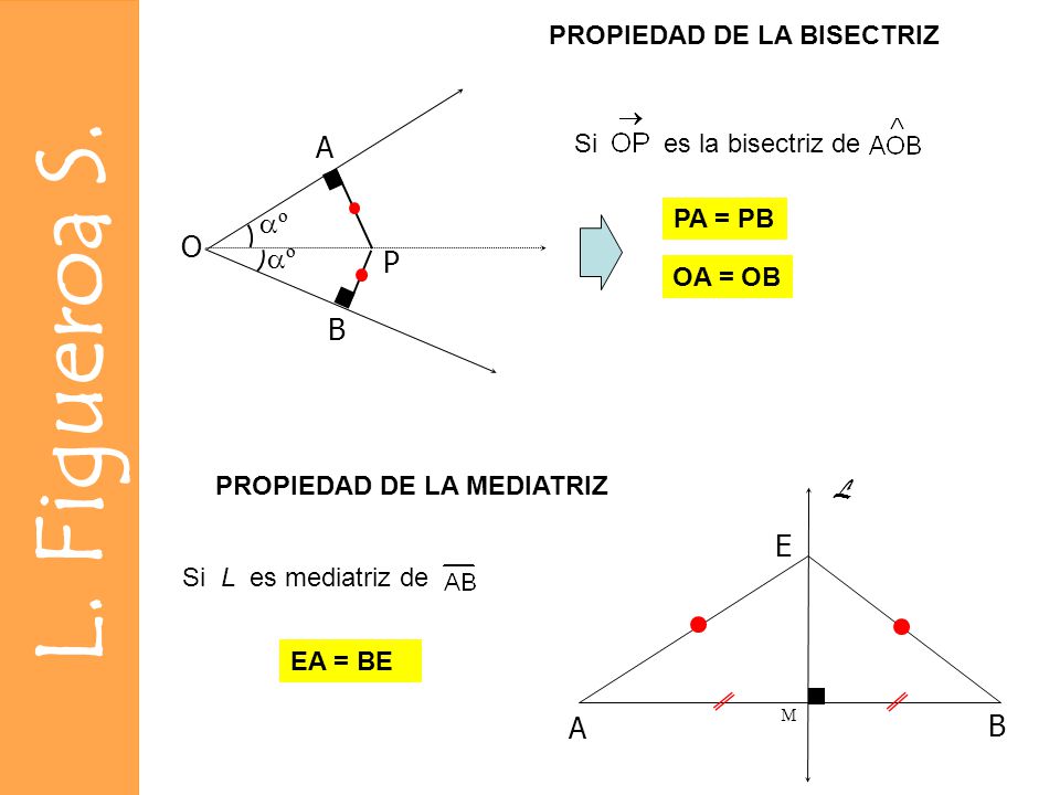 A O º P B L E A B PROPIEDAD DE LA BISECTRIZ Si es la bisectriz de