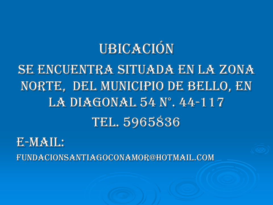Ubicación SE ENCUENTRA SITUADA EN LA ZONA NORTE, DEL MUNICIPIO DE BELLO, EN LA DIAGONAL 54 n°