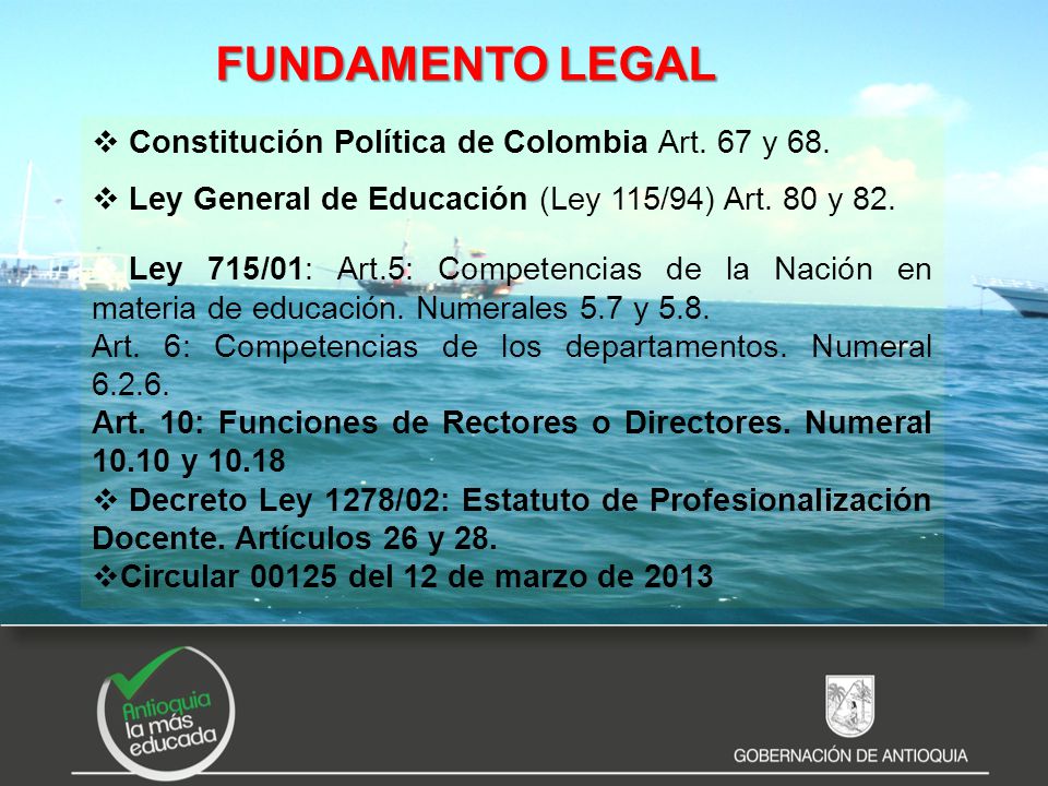 FUNDAMENTO LEGAL Constitución Política de Colombia Art. 67 y 68.