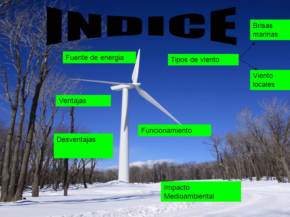 INDICE Brisas marinas Fuente de energia Tipos de viento Viento locales