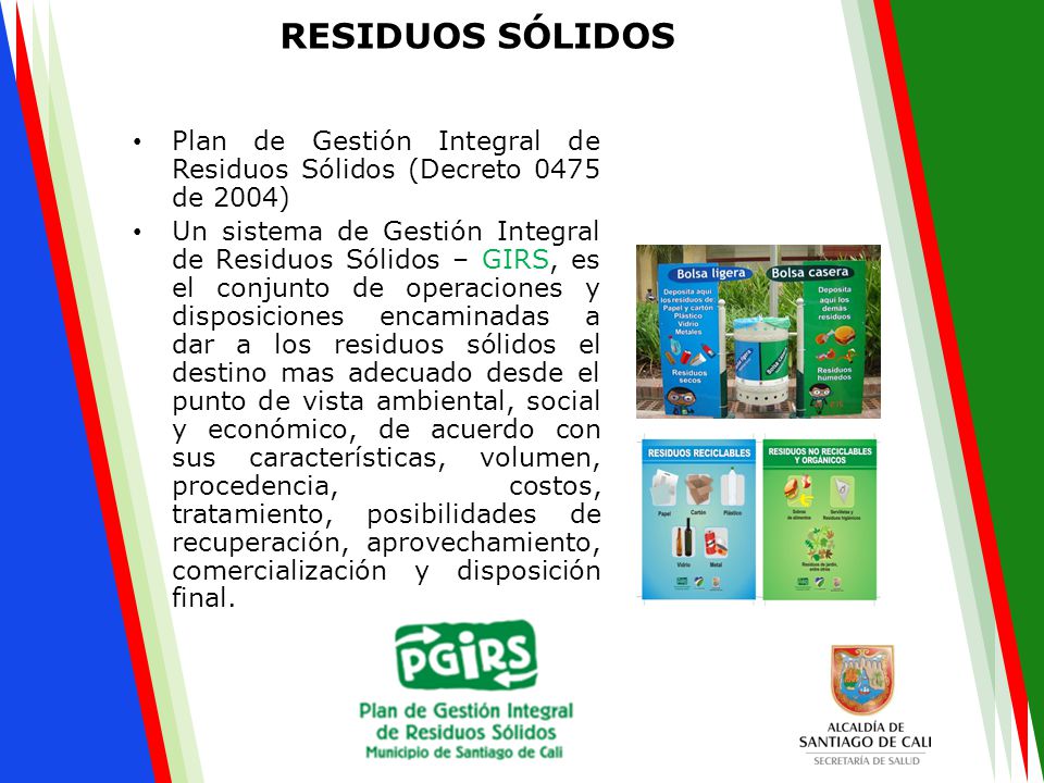 RESIDUOS SÓLIDOS Plan de Gestión Integral de Residuos Sólidos (Decreto 0475 de 2004)