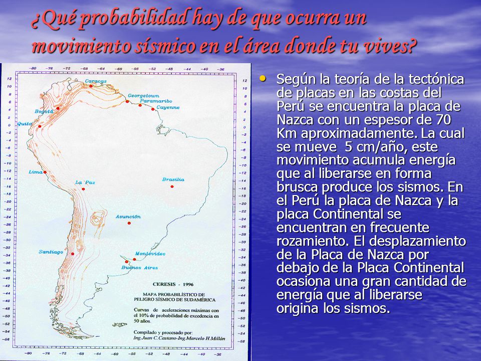 ¿Qué probabilidad hay de que ocurra un movimiento sísmico en el área donde tu vives