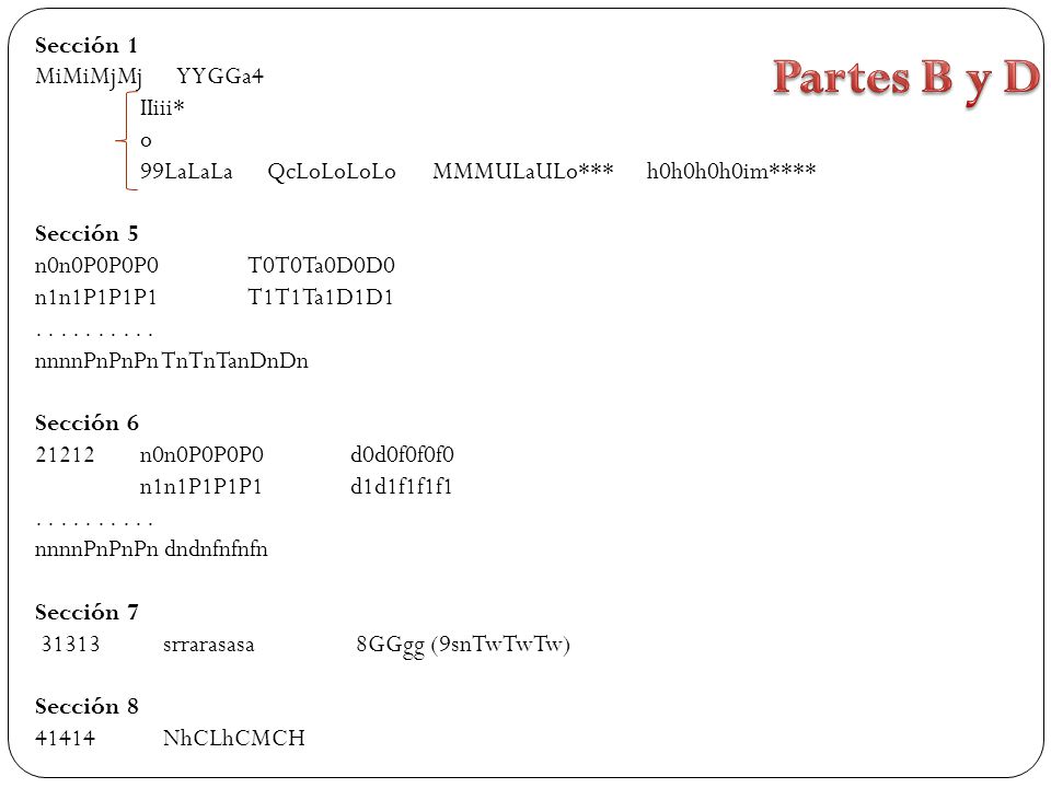 Partes B y D Sección 1 MiMiMjMj YYGGa4 IIiii* o