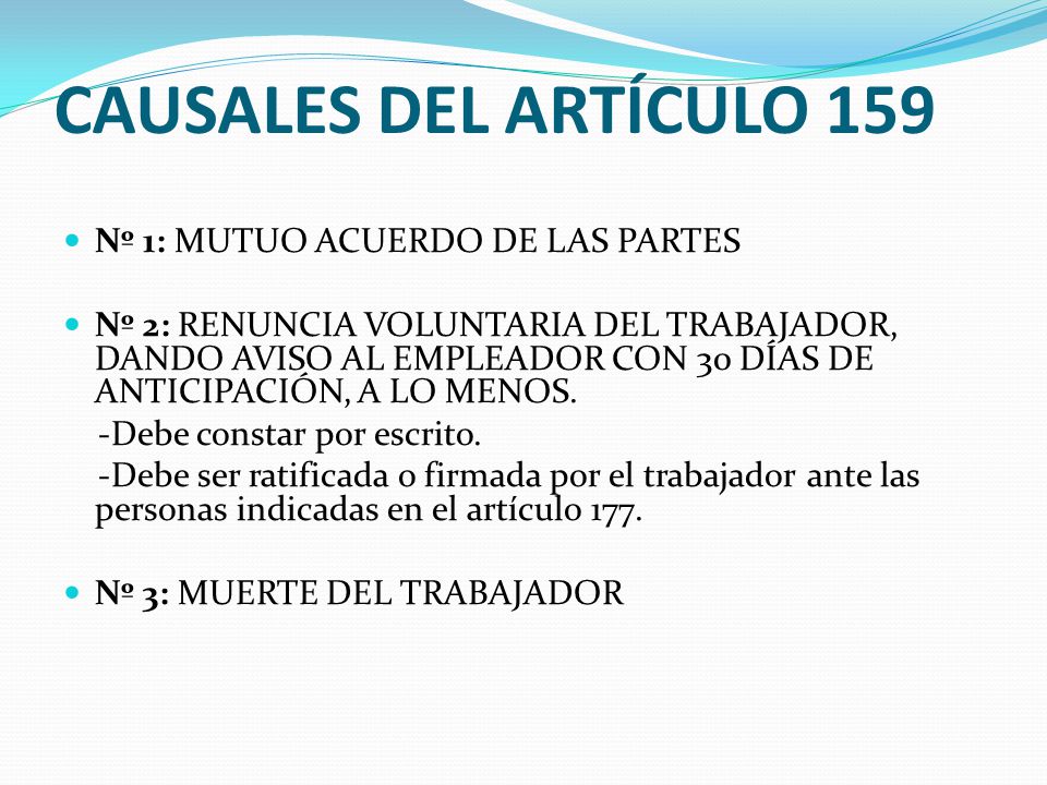 CAUSALES DEL ARTÍCULO 159 Nº 1: MUTUO ACUERDO DE LAS PARTES