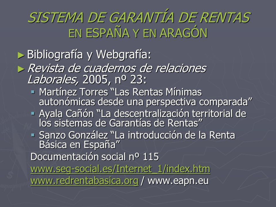 SISTEMA DE GARANTÍA DE RENTAS EN ESPAÑA Y EN ARAGÓN