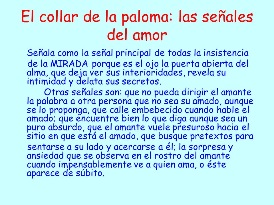 El collar de la paloma: las señales del amor