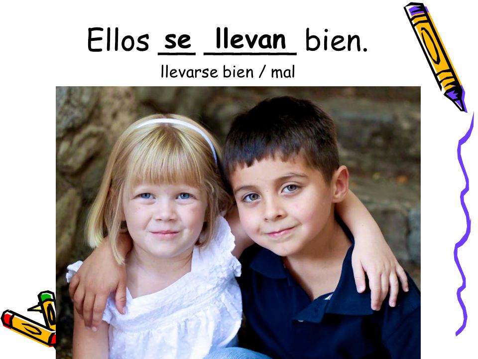 Ellos __ _____ bien. se llevan llevarse bien / mal