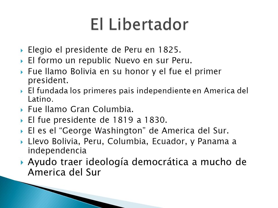 El Libertador Elegio el presidente de Peru en El formo un republic Nuevo en sur Peru.