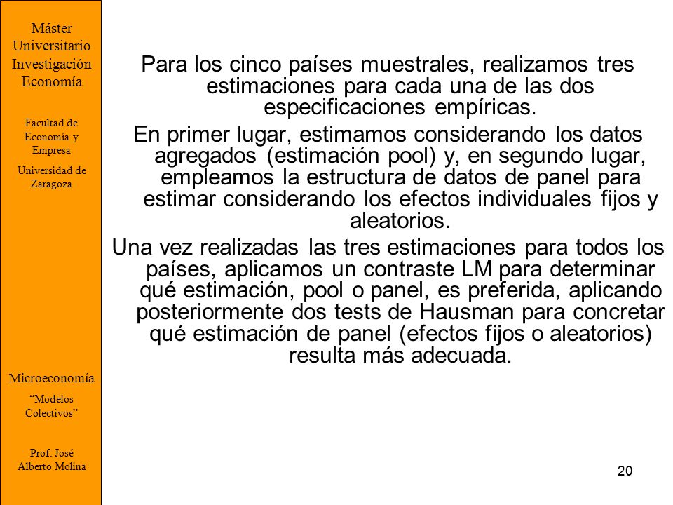 Máster Universitario. Investigación. Economía. Facultad de Economía y Empresa. Universidad de Zaragoza.