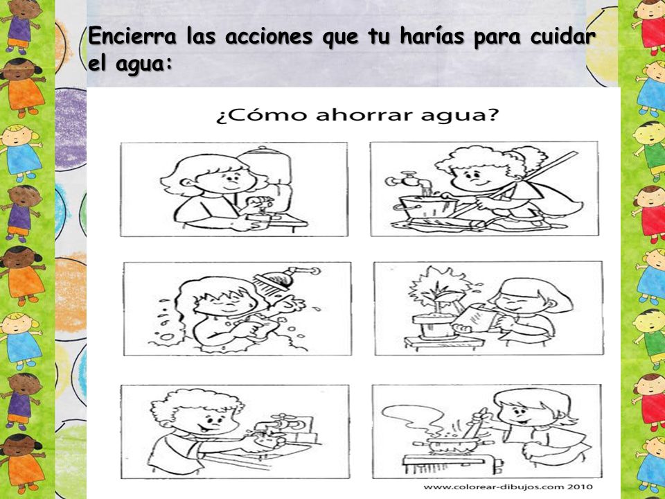 Encierra las acciones que tu harías para cuidar el agua: