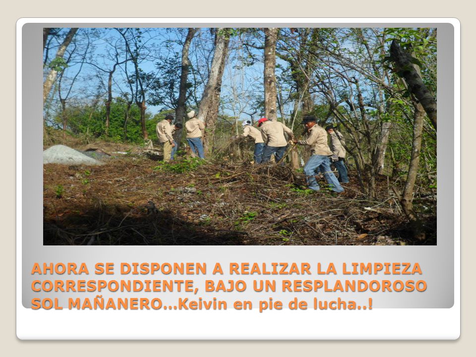 AHORA SE DISPONEN A REALIZAR LA LIMPIEZA CORRESPONDIENTE, BAJO UN RESPLANDOROSO SOL MAÑANERO…Keivin en pie de lucha..!