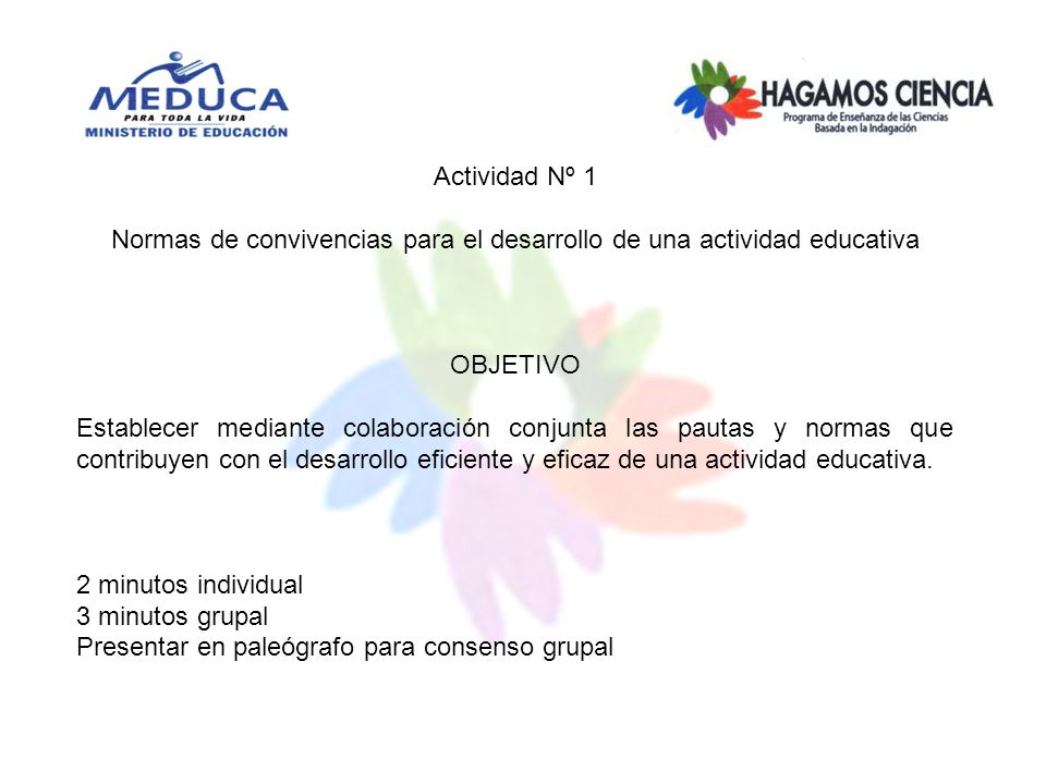 Normas de convivencias para el desarrollo de una actividad educativa
