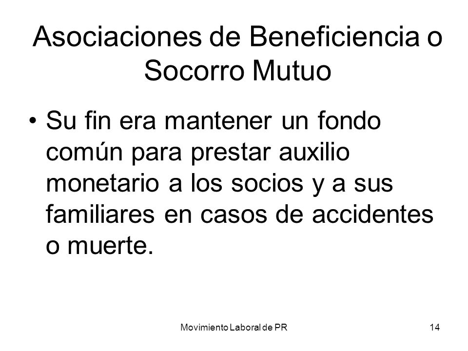 Asociaciones de Beneficiencia o Socorro Mutuo