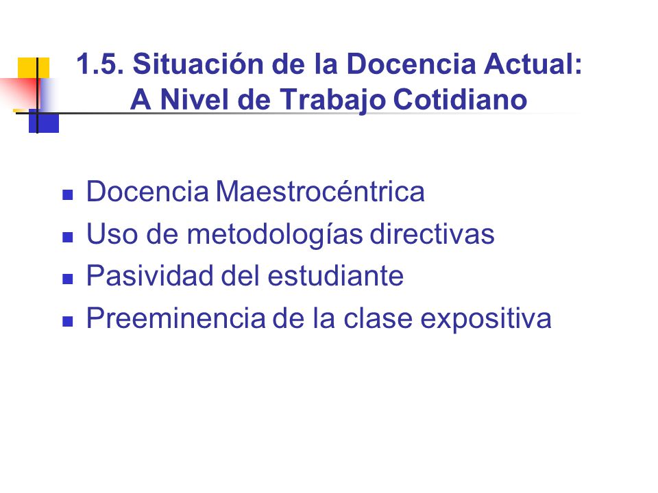 1.5. Situación de la Docencia Actual: A Nivel de Trabajo Cotidiano