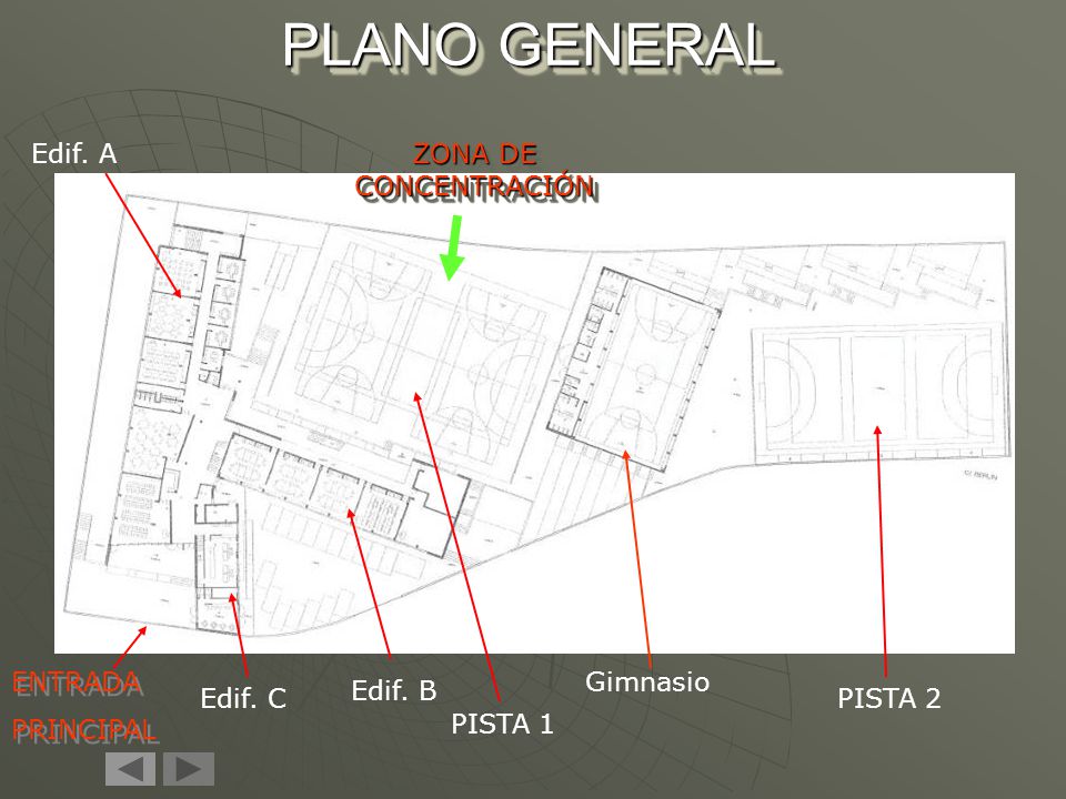 PLANO GENERAL Edif. A ZONA DE CONCENTRACIÓN ENTRADA PRINCIPAL Gimnasio