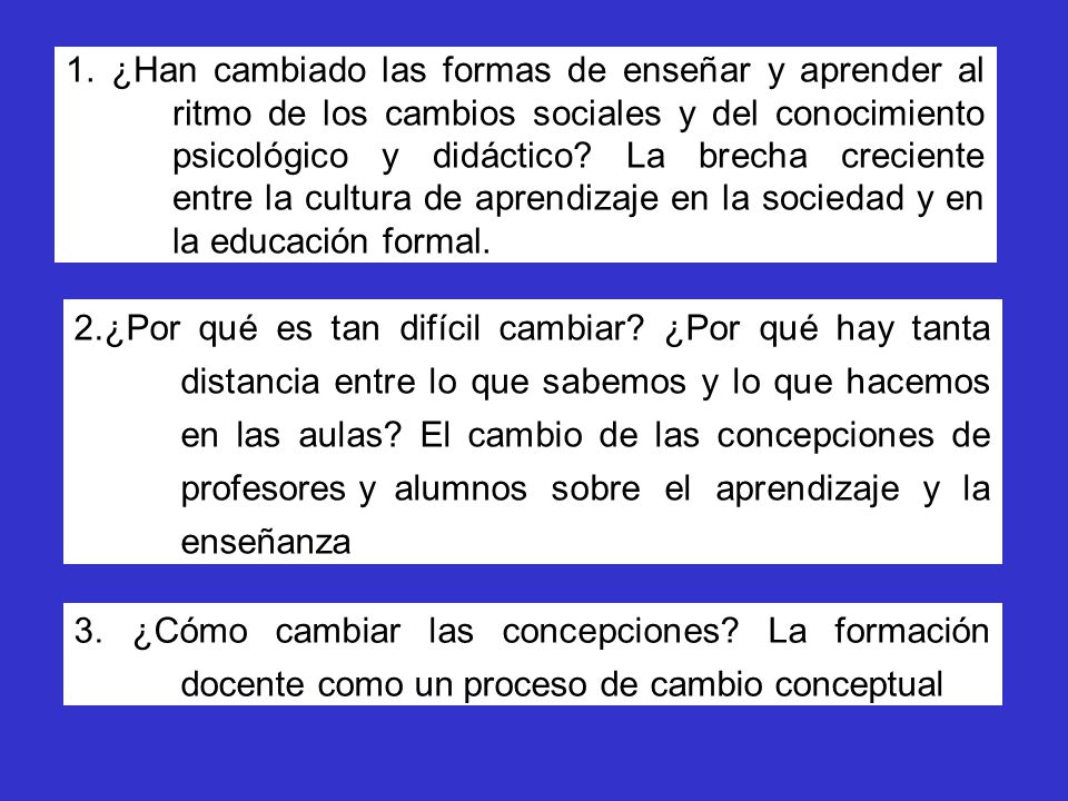 1. ¿Han cambiado las formas de enseñar y aprender al