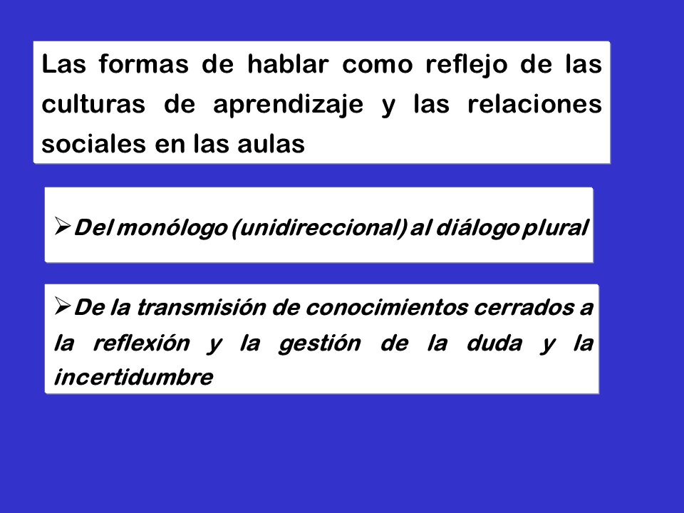 Las formas de hablar como reflejo de las culturas de aprendizaje y las relaciones sociales en las aulas