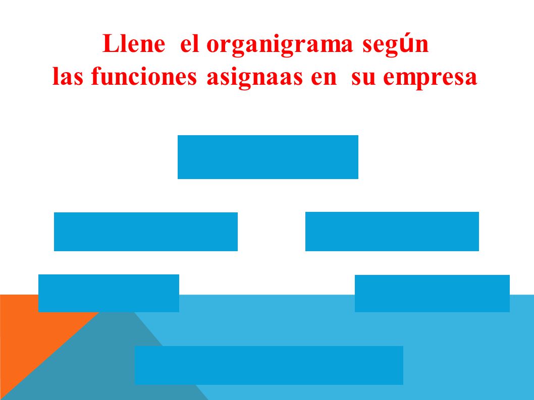 Llene el organigrama según las funciones asignaas en su empresa