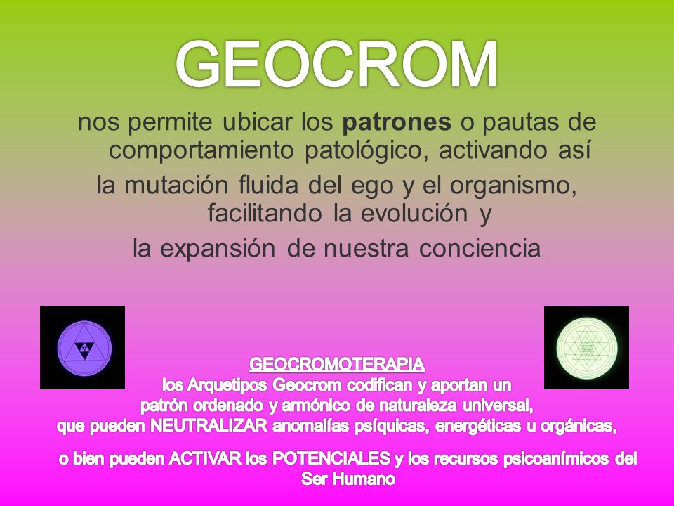 GEOCROM nos permite ubicar los patrones o pautas de comportamiento patológico, activando así.