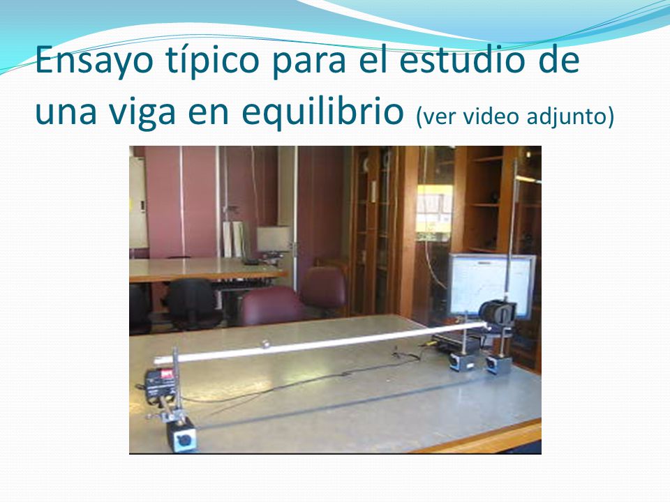 Ensayo típico para el estudio de una viga en equilibrio (ver video adjunto)