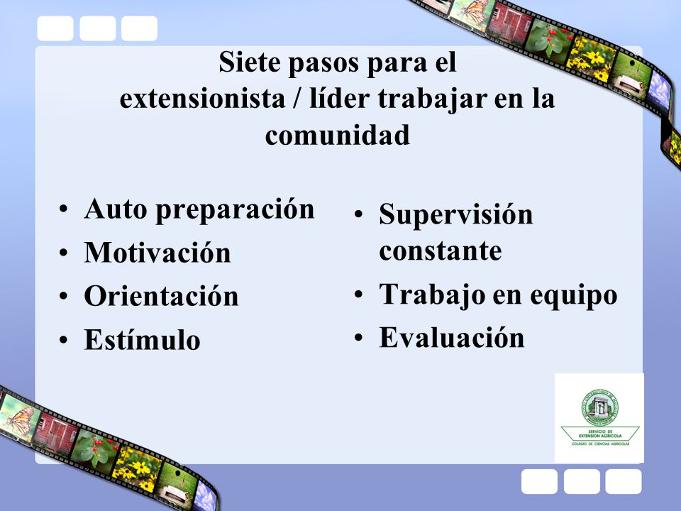 Siete pasos para el extensionista / líder trabajar en la comunidad