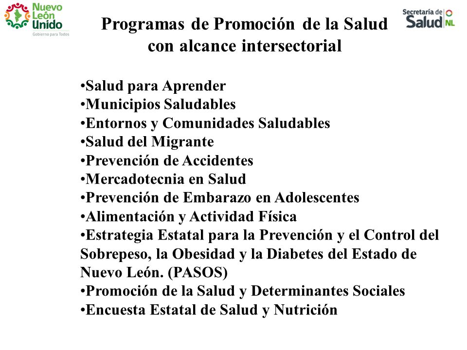 Programas de Promoción de la Salud con alcance intersectorial