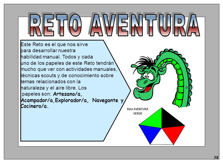RETO AVENTURA Este Reto es el que nos sirve para desarrollar nuestra
