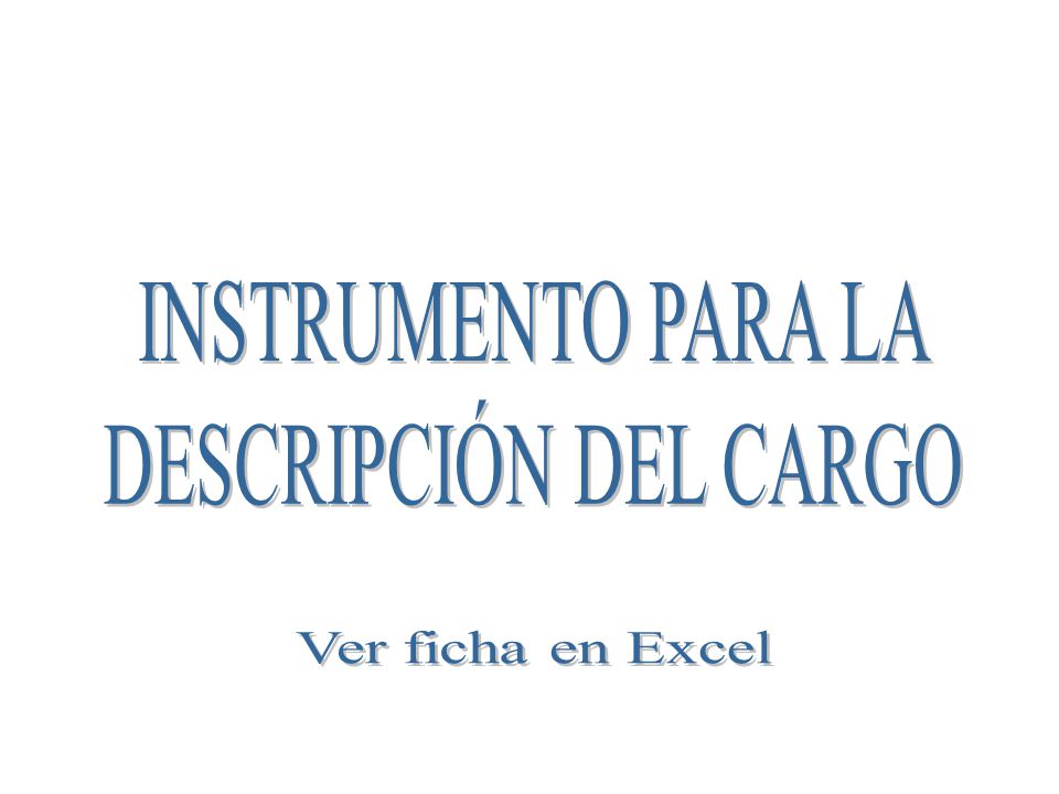 INSTRUMENTO PARA LA DESCRIPCIÓN DEL CARGO Ver ficha en Excel