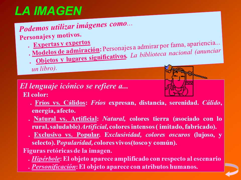 LA IMAGEN El lenguaje icónico se refiere a...