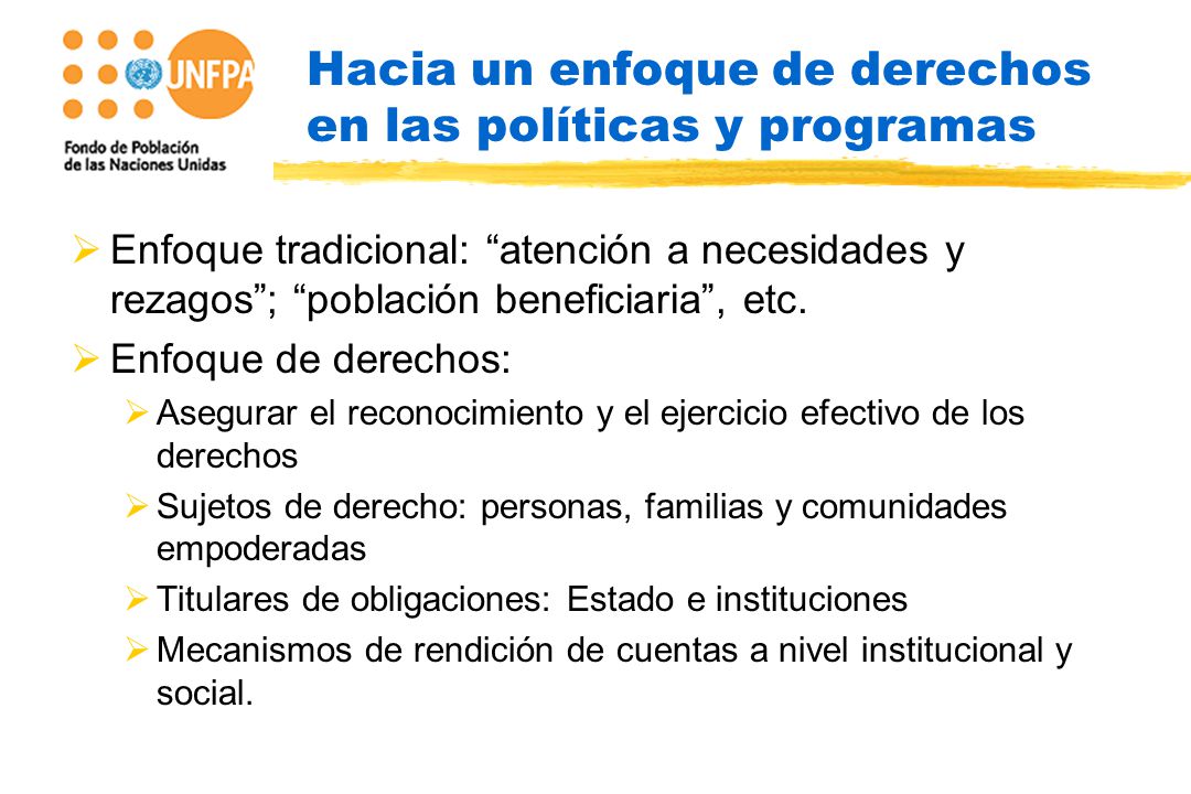 Hacia un enfoque de derechos en las políticas y programas