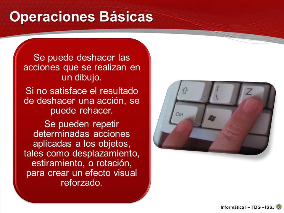 Operaciones Básicas Se puede deshacer las acciones que se realizan en un dibujo.