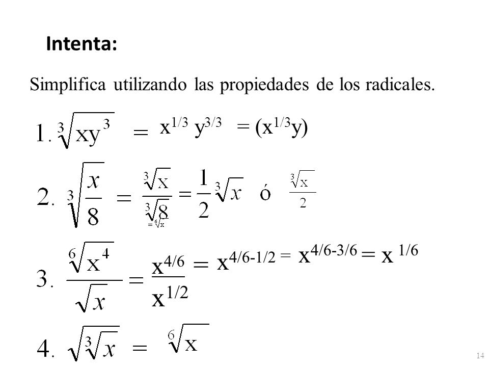 x4/6-3/6 = x 1/6 x4/6-1/2 = x4/6 = x1/2 Intenta: x1/3 y3/3 = (x1/3y)
