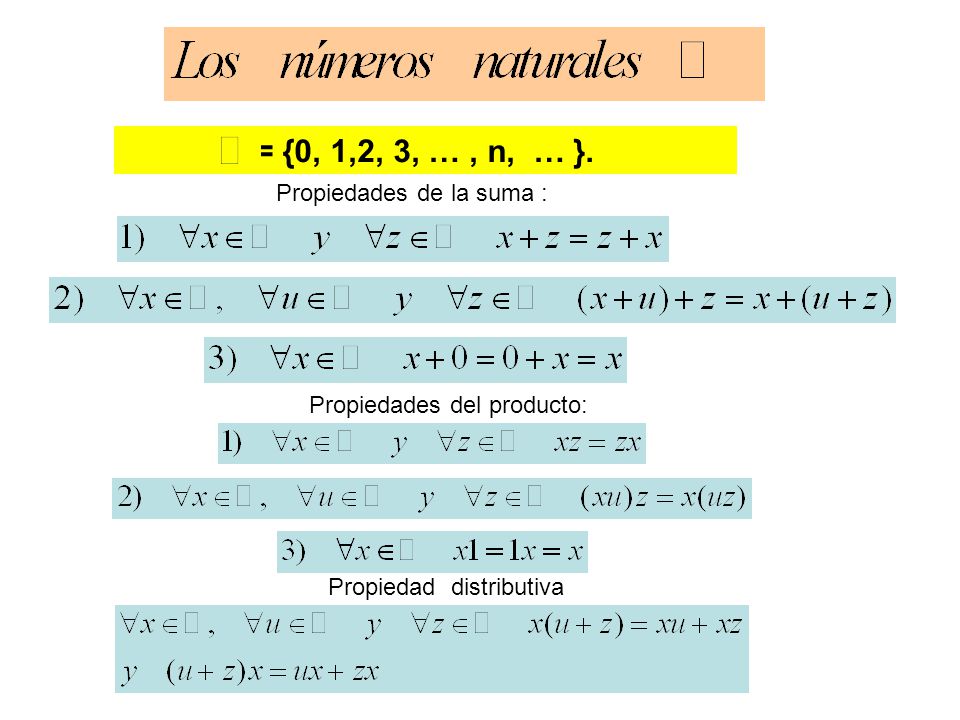 = {0, 1,2, 3, … , n, … }. Propiedades de la suma :