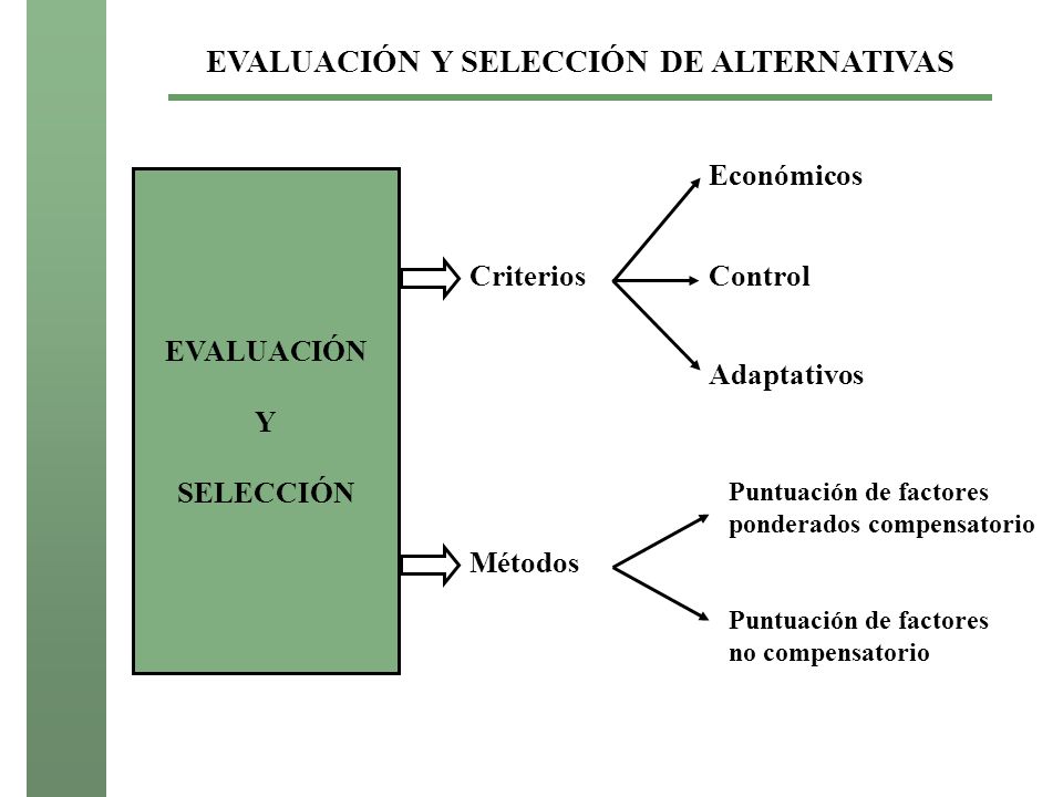 EVALUACIÓN Y SELECCIÓN DE ALTERNATIVAS