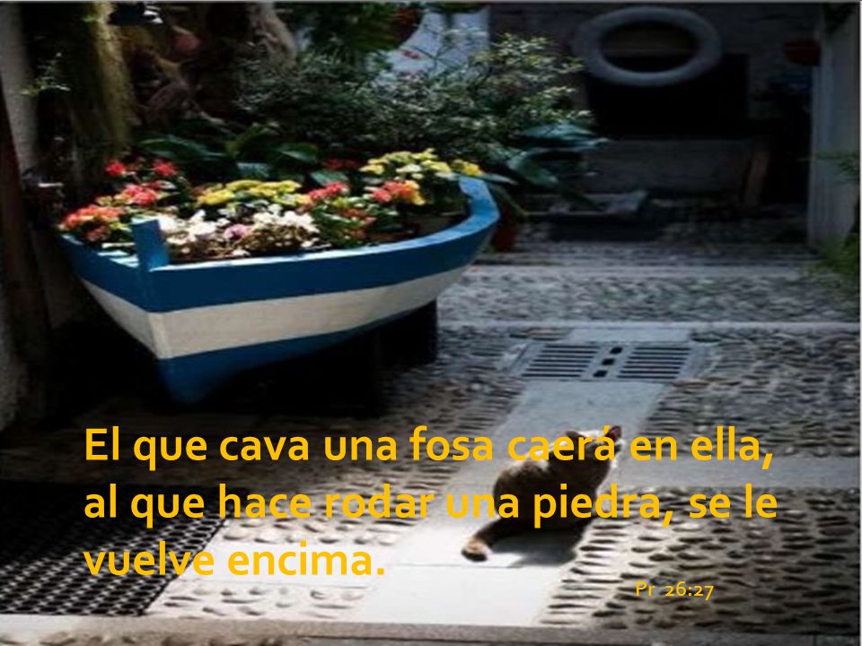 El que cava una fosa caerá en ella, al que hace rodar una piedra, se le vuelve encima.