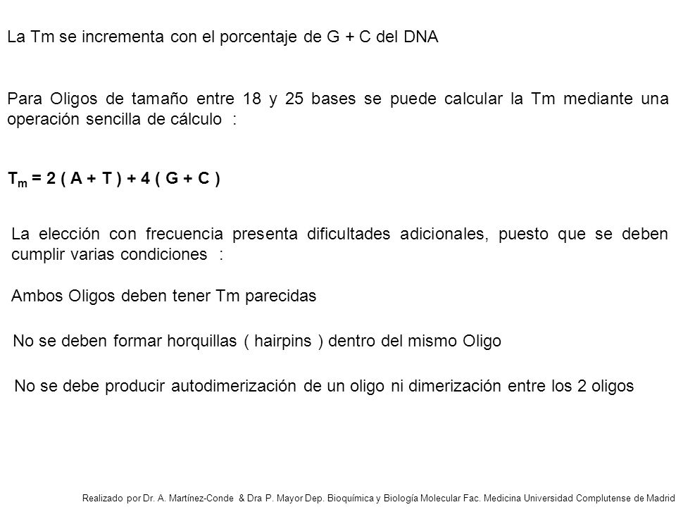 La Tm se incrementa con el porcentaje de G + C del DNA