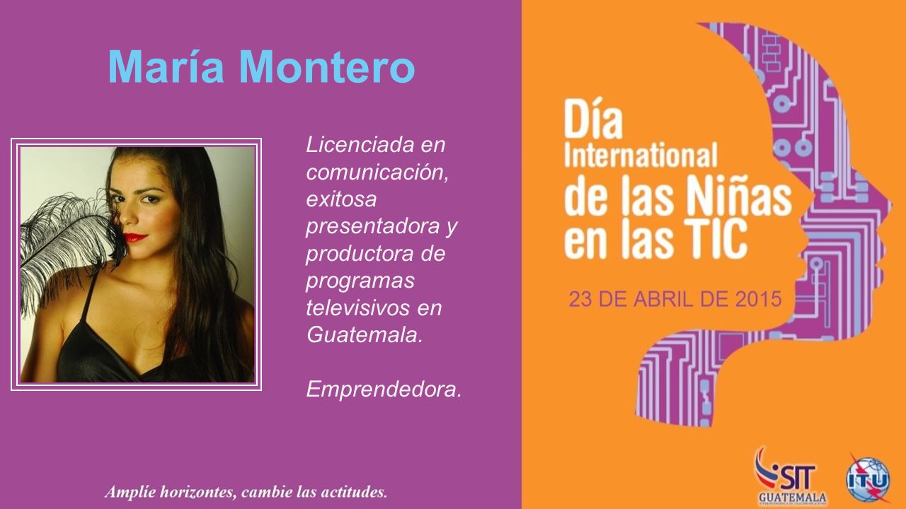 María Montero Licenciada en comunicación, exitosa presentadora y productora de programas televisivos en Guatemala.