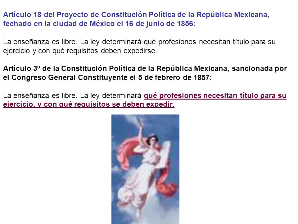 Artículo 18 del Proyecto de Constitución Política de la República Mexicana, fechado en la ciudad de México el 16 de junio de 1856:
