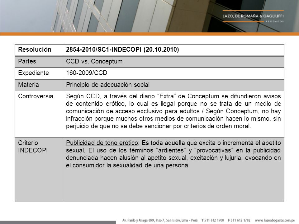 Resolución /SC1-INDECOPI ( ) Partes. CCD vs. Conceptum. Expediente /CCD.
