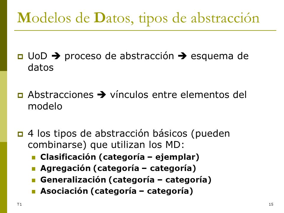 Modelos de Datos, tipos de abstracción