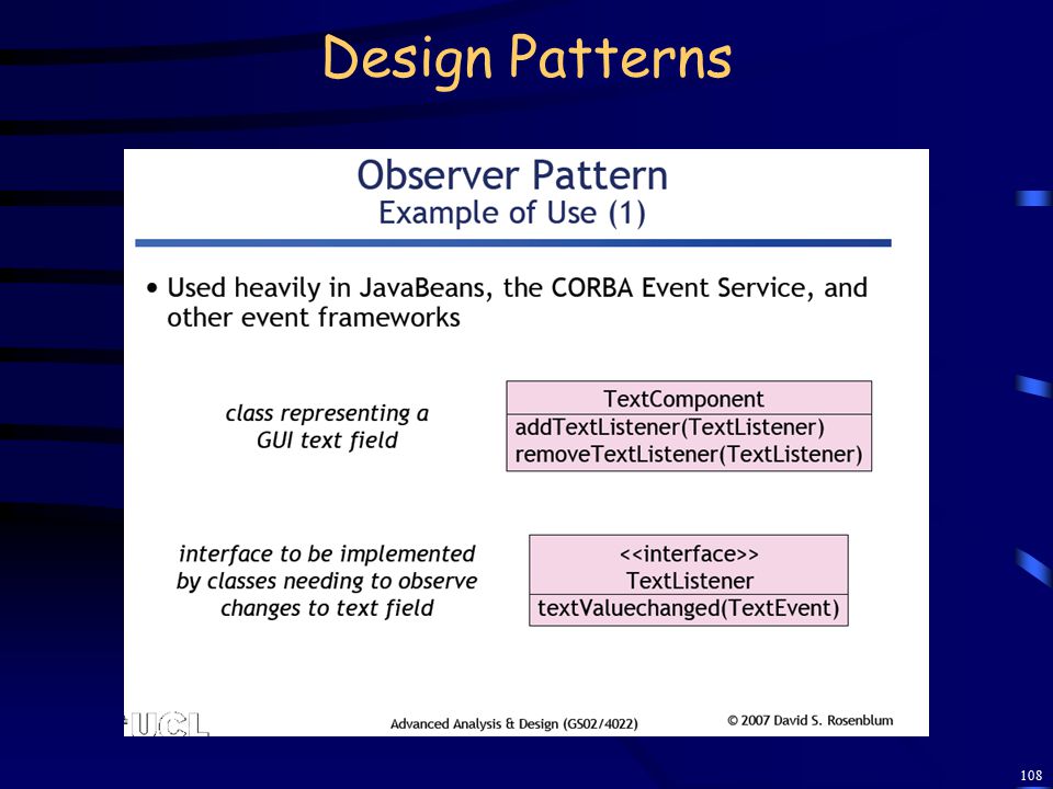 Design Patterns Muy usado en frameworks, hollywood inversion principle