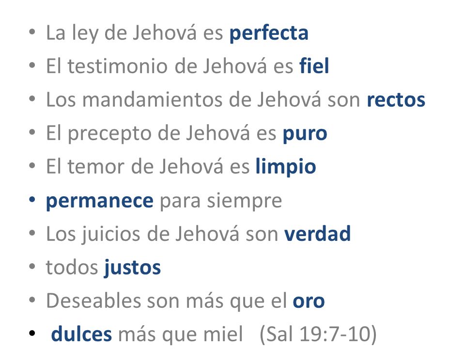 La ley de Jehová es perfecta